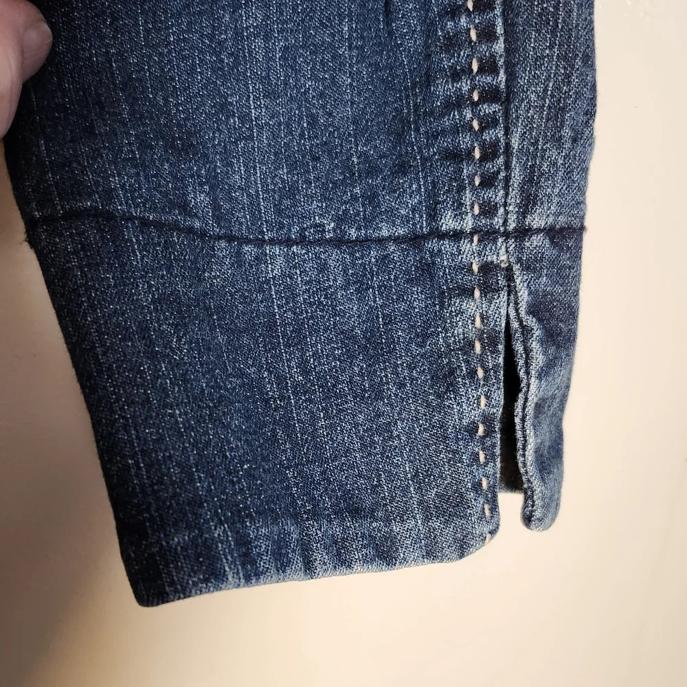 Coldwater Creek Dark Blue Embroidered Jean Fitted Jacket Sz 10p - Picture 5 of 9